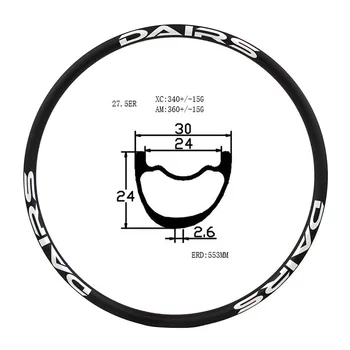  Dairs 27.5 er carbon mtb jante disc XC 30x24mm asimetric tubeless Munte biciclete decisiv Biciclete mtb decisiv ERD 552mm