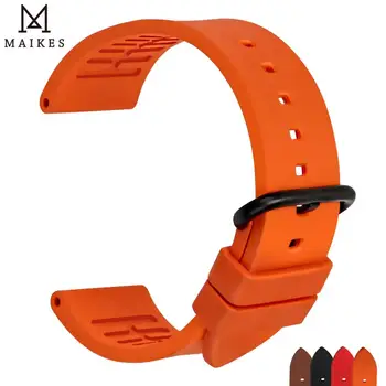  MAIKES Calitate fluororubber watchbands 20mm 22mm 24mm Portocaliu de cauciuc curea de ceas banda de ceas accesorii pentru sport ceasuri de scufundări
