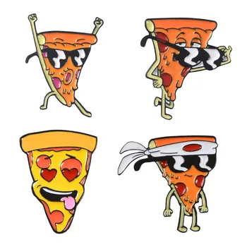  Desene animate Amuzant Pizza Broșe Moda Interesant Pizza Expresia set Email de Pin Rever Prieteni Femei Bijuterii Cadou
