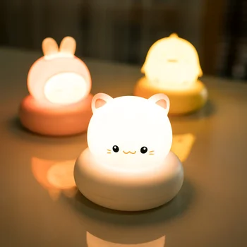  Lumina de Noapte pentru copii Baby Veioza Lampa de Masa Dormitor Drăguț Copil USB Ursul Desene animate Pisica Lămpi cu Led-uri de Decor Acasă Cadou de Crăciun