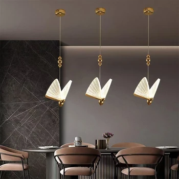  LED-uri moderne Fluture Agățat lampă de Noptieră Dormitor Living Bucatarie Masa de Bar Decor Pandantiv Lumina