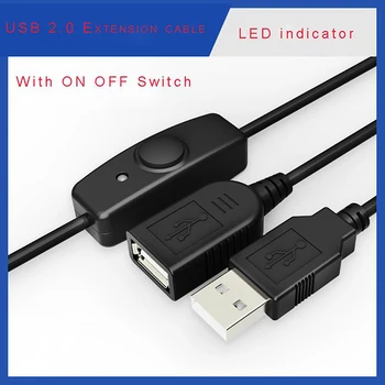  Date de Date de Sincronizare USB 2.0 Extender Cablu USB Cablu prelungitor Cu Întrerupător cu LED Indicator Pentru Raspberry Pi PC USB Fan Lampă cu LED-uri