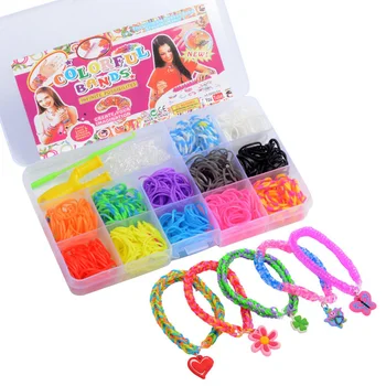  600Pcs 15 Grile Benzi Elastice de Cauciuc Instrument DIY Colorat Set Țese Mașină Bratara Artizanat Kit Cadou Fată Jucărie pentru Copii Pentru Copii