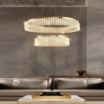  Modern de lux Crystal LED Candelabru Atmosferă italiană Cerc Luciu Pandantiv Lumina Home Decor Dormitor Dulapuri Lampă de Agățat