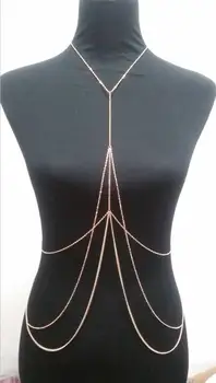  Nou Stil de Moda pentru Femei de Aur de culoare Lanțuri Design Unic Bikini Sexy Lanțuri de Bijuterii 3 Culori WRB35