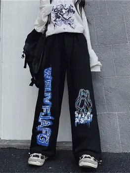  Negru Rece Vara Pantaloni Gri Harajuku Liber Flacără Japonia Toamnă Rece Pantaloni De Moda Amuzant Direct Hip Hop Gotic Pantaloni Femei
