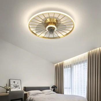  Modern, Led Lumina Plafon cu Ventilator Nou de Lux Lampa de Aur Negru Creative Rotund pentru Living Dormitor Studiu decor Acasă