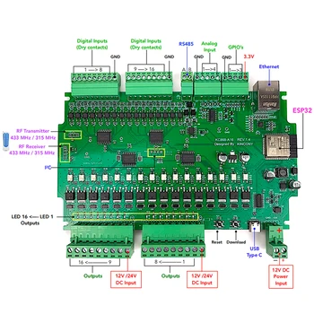  Kincony A16 ESP32 Consiliul de Dezvoltare MQTT TCP Web HTTP ESPhome Acasă Asistent Tasmota DIY Modulul Arduino IDE WiFi Comutare a Releului