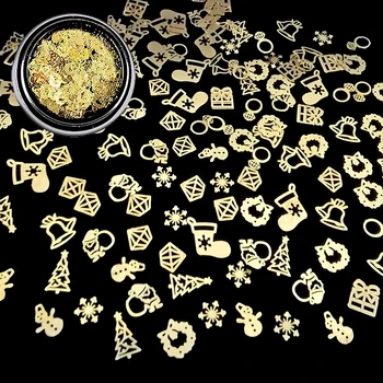  Se amestecă 10 Stiluri de Aur de Crăciun Unghii Farmecele Metalice Decalcomanii de Unghii Ultra-subțire de Fulgi de Metal de Unghii Știfturi Felii 3D DIY Decoratiuni Unghii