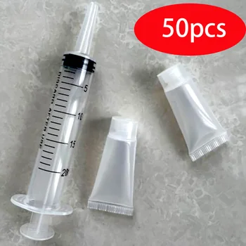  50pcs/lot 5 ml 10 ml 15 ml din Plastic transparent Moale Tub Gol Cosmetice Lotiune Tub Stoarce Crema Recipient rotativ capac cu seringa