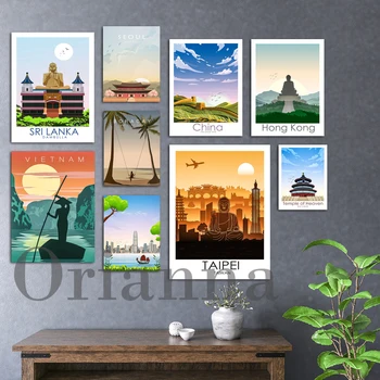  China, Beijing, Chengdu Mare Hong Taiwan Taipei Baku, Myanmar, Filipine, Cambodgia, Coreea De Sud, Singapore, Vietnam Travel Poster