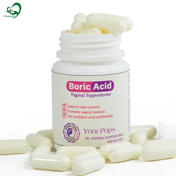  Vaginita bacteriana Relief Feminină Sănătate - 600 mg Acid Boric Supozitoare - Deținută de Femeie - pentru Miros Vaginal Utilizare - 30