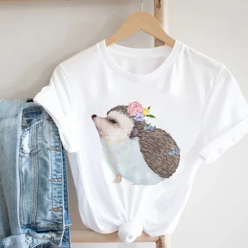  Noul Tricou Femei Arici Cu Femeia-Floare, Tricouri Primavara-Vara 2022 Topuri Usor de Potrivire de O-Gât Doamna T-shirt Îmbrăcăminte