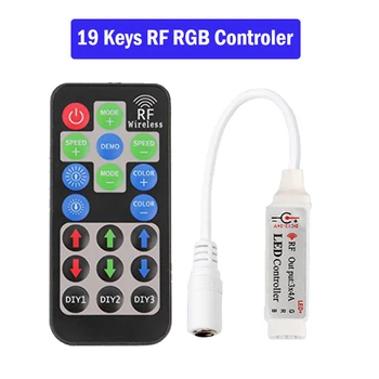  DIY Led-uri Controler 19 Taste LED RGB RF Controler Lumini cu LED-uri Controler RF Telecomanda Dimmer DC12V 24V 6A Pentru 2835 5050 RGB LED Strip