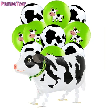  11pcs Vaca Baloane Vaca de Imprimare Baloane de Mers pe jos de Cal Vacă Folie Baloane Animale de Ferma de Vaci Temă Petrecere de Aniversare Decor pentru Copii Duș