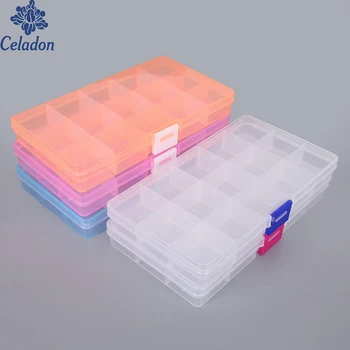  Practic Reglabil Transparent 15 Celule De Plastic Compartiment De Depozitare Cutie De Caz Șirag De Mărgele, Inele Bijuterii Display Organizator