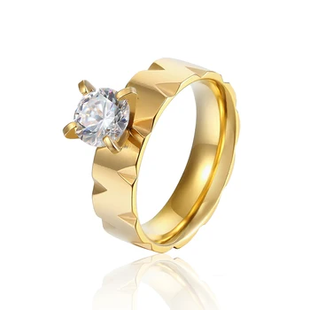 2017 moda V unghiul model din oțel inoxidabil cristal inele pentru femei să se căsătorească cu inelul de logodna