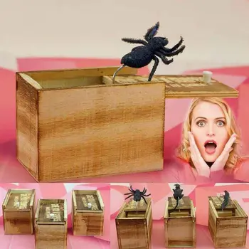  Ziua April Fool lui cadou din Lemn Glumă Truc Glumă Biroul de Acasă Sperie Caseta de Jucărie Gag Spider Mouse-Copii Cadou Amuzant de Culoare Aleatorii
