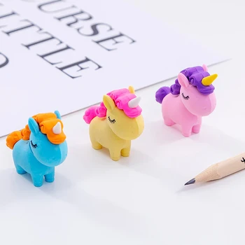  36buc/lot Kawaii Unicorn Gras Radiere Modificat Eraser de Desene animate Creative Detasabila Creion, Gumă de șters din Cauciuc Birou Cadouri pentru Copii
