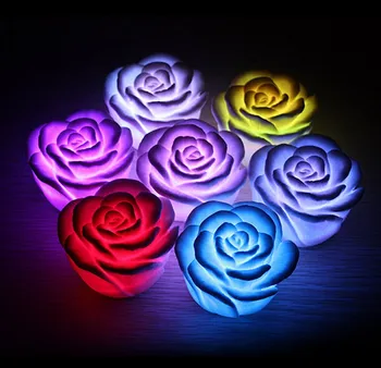  Hot 7 Culori Schimbare Automată fără flacără Romantic Rose Floare în Formă de Lumanare LED Lumina de Noapte pentru Crăciun Petrecere de Nunta