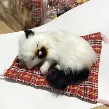  Pluș Acasă Decor Drăguț Simulare Pisica Pisoi Sunet Păpușă Jucărie cu Saltea de Dormit Decor Acasă