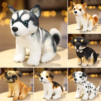  1 buc 18/24CM Simulare Câine Drăguț de Pluș Jucării Minunat Husky, Akita Rottweiler de Animale Păpuși de Pluș Jucarii Moale pentru Copii Băieți Cadou de Crăciun