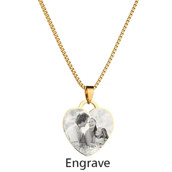  Poze Grava De Imagine Pandantiv Colier Personalitate Personalizate JewelryNecklace Inima Din Oțel Inoxidabil Pentru Familia Iubitului Cadou