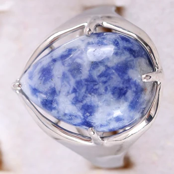  Piatra naturala Inima Șirag de mărgele Albastru Sodalit Inel Reglabil Deget Inel Pentru Femei Bijuterii Cadou TAXI Cabochon Z121