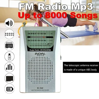  BC-R60 2-Band Radio Portabil FM SUNT AA Baterii Difuzor mufă pentru Căști Reîncărcabilă Mini-Buzunar Radio pentru Utilizare în caz de Urgență
