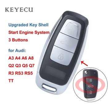  Keyecu Modernizate de acces fără cheie de la Distanță Cheie Shell Caz pentru Audi A3 A4 A6 A8 Q2 Q3 Q5 Q7 R3 RS3 RS5 TT cu pornirea Motorului Sistemul 3 Butoane