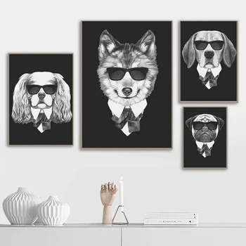  Retro Personalizate Câine Animal De Arta De Perete Imagine Nordic Pictura Panza De Imprimare Poster Alb Negru Dormitor Living Room Decor Acasă