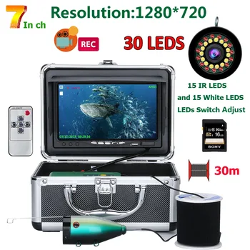  Înregistrarea Telemetri Pește Pescuit Subacvatic cu Camera HD 1280*720 Ecran 15 buc Led-uri Albe+15 buc Lampă Infraroșu Lac/ Mare /Pescuit de Gheață
