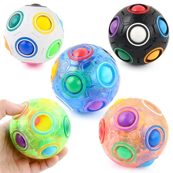  12 gaura de presă Curcubeu magic ball minge de fotbal cu degetul speciale în formă de Cub Rubik degetul magic ball decompresie nou ciudat