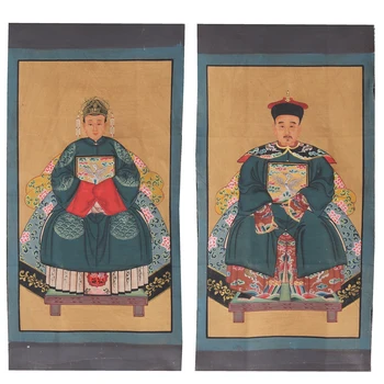  Pictate manual strămoș picturi pe panza tesatura, decor de Perete, Qing pictura portret