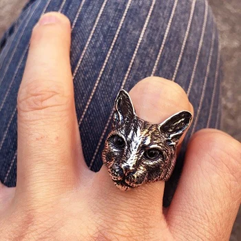  Noi Reglabil Epocă de Mare Cap de Pisică Ring pentru Bărbați Inel de Animale Drăguț Pisică Ring Femei Bijuterii Drăguț Cadou Punk