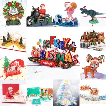  Calitate de Top Nou 3D de Craciun Felicitare de Creatie Pop-Up de Mână-a Făcut Cărți de Colorat de Crăciun, de Vacanță ziua Recunostintei de Anul Nou Card