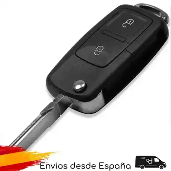  Control de la distanță Cheie Shell 2 Butoane Negru Compatibil cu Vw Polo, Golf Passat Bora Seat Altea, Ibiza, Skoda Fabia Octavia