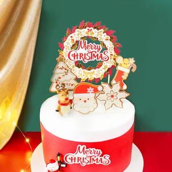 Moș Crăciun Cake Topper Fulg de nea Crăciun Fericit Coroană de Copac Cupcake Toppers de Copt DIY Pavilion Partid Baby shower Cake Decor de Crăciun