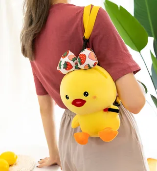  Desene animate duck galben umeri geanta pentru fete Jucărie umplute rață galben sac de depozitare de Mare capacitate la Modă geantă de cumpărături