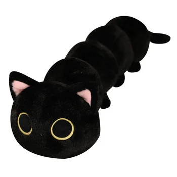  50-130CM Kawaii Caterpillar Perna Umplute Pisica Neagra Papusa de Plus Moale Copil Somn Lung Huggable Perna Cadou Minunat Pentru Fata de Copii