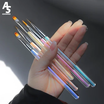  1buc Acril French Stripe Nail Art Liner Brush Set 3D Sfaturi Manichiură Ultra-subțire Linie Desen Pix UV Gel Pensule Pictura Instrumente