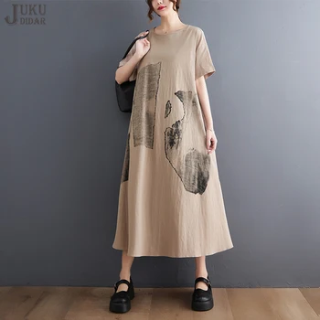  Dimensiuni mari, Vrac se Potrivi Streetwear Stil Japonez Femeie de Scurt-Maneca Casual de Vara Imprimate Rochie de Epocă Mare Robă Lungă Chic JJXD063