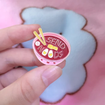  Roz taitei Japonezi Email Pin de Desene animate Drăguț Ramen Castron Betisoarele Broșe Denim Cămașă cu Guler Ace de Rever Insigna de Bijuterii Cadouri