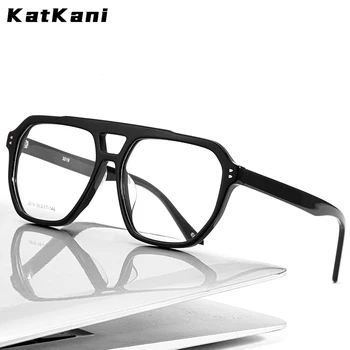  KatKani Nouă Bărbați Dublu Fascicul de Mare Cadru Retro Foaie de Ochelari Cadru Moda Transparent Optic Ochelari baza de Prescriptie medicala Cadru 3019