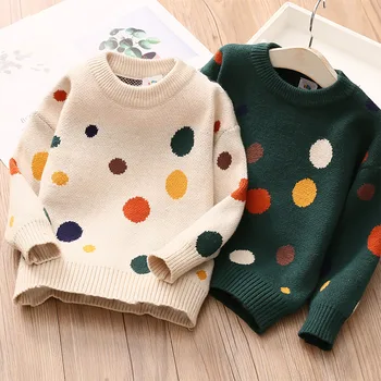  2022 Toamna Primavara 2 3 4 6-10 Ani Copii Îmbrăcăminte pentru Copii O-Gât Punct Colorat Tricotate Pulover Pulover de Iarna Pentru Fete pentru Copii