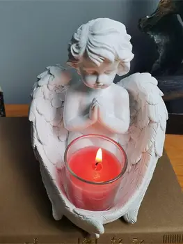  Angel Suport Lumanare Statuie Rășină Înger Figurine Tealight Lumanarea Titularii Memorial Cadouri Pentru Pierderea de Iubit-O Memorie Decor Acasă