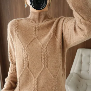  Toamna și iarna guler lână bottom femei pulover pulover vrac și subțire bottom top coreean mâneci lungi pulovere