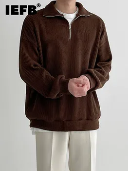  IEFB Rever Pulover Barbati Toamna Moda coreeană Liber Trend Solid de Culoare Cutat Pulover Maneca Lunga 2023 Masculin Topuri 9A5478