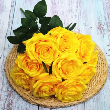  10 Capete Artificiale Olanda Trandafiri Fals Flori de Matase Viață și de Pat Cameră de Decorare Ieftine Trandafir Roz Decor Nunta