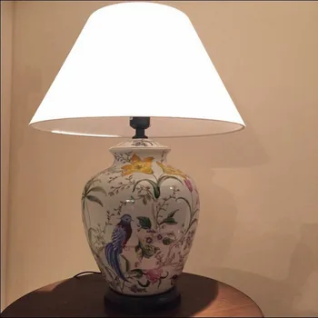 Coral Flori și Păsări de Ceramică de Masă Lampă de Mână-Pictat Ceramică Lampă de Masă Crape Glazura Living Lampă de Masă